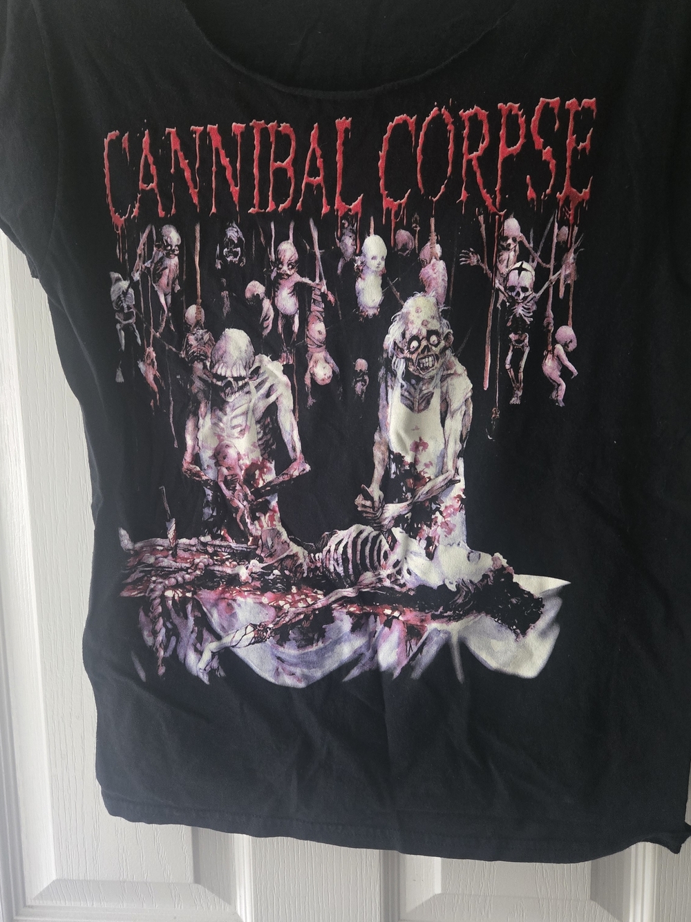 Cannibal Corpse Black Graphic Band Tee - Red & White Print